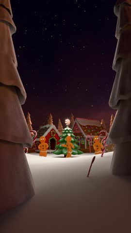 Christmas village with gingerbread man
