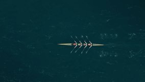 Top View A Rowing Boat Carries Four Determined Women Across Gentle Waters As They Train At Sunrise, Surrounded By The Golden Glow Of A Summer Morning In A Quiet Ocean Inlet. - Powered by Shutterstock - Get 15% off with code: PIKWIZARD15