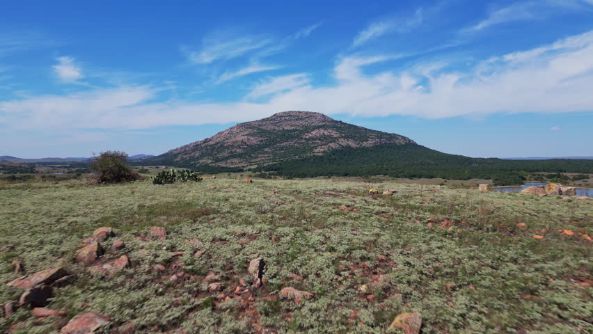 Mt. Scott Oklahoma low aerial in Wichita Mountains