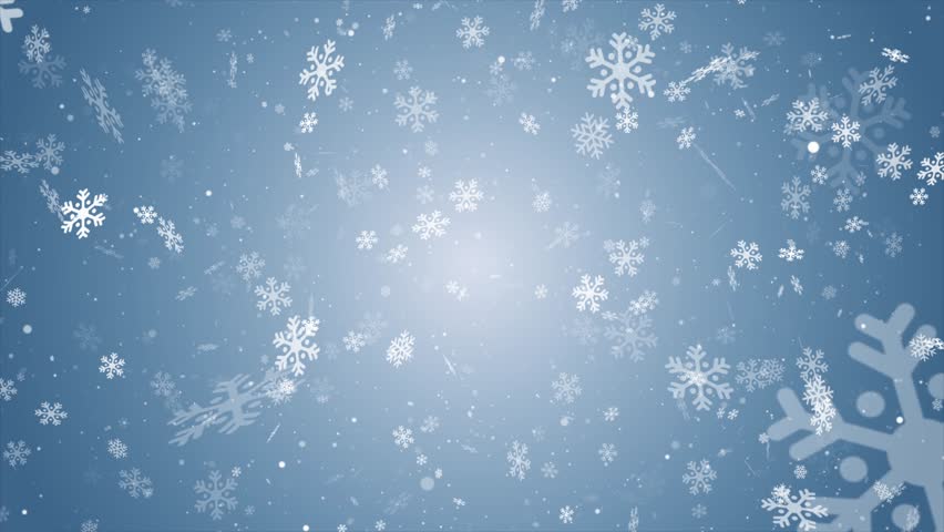 Blue Christmas Snowflakes Background Loop. Snowfall Background. Ultra HD 4k