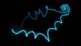 Blue neon bat silhouette on black background glowing - Powered by Shutterstock - Get 15% off with code: PIKWIZARD15