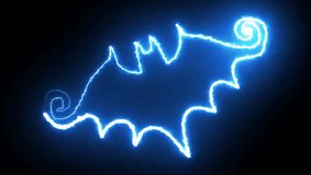Blue Neon Bat Outline Glowing on Black Background image - Powered by Shutterstock - Get 15% off with code: PIKWIZARD15