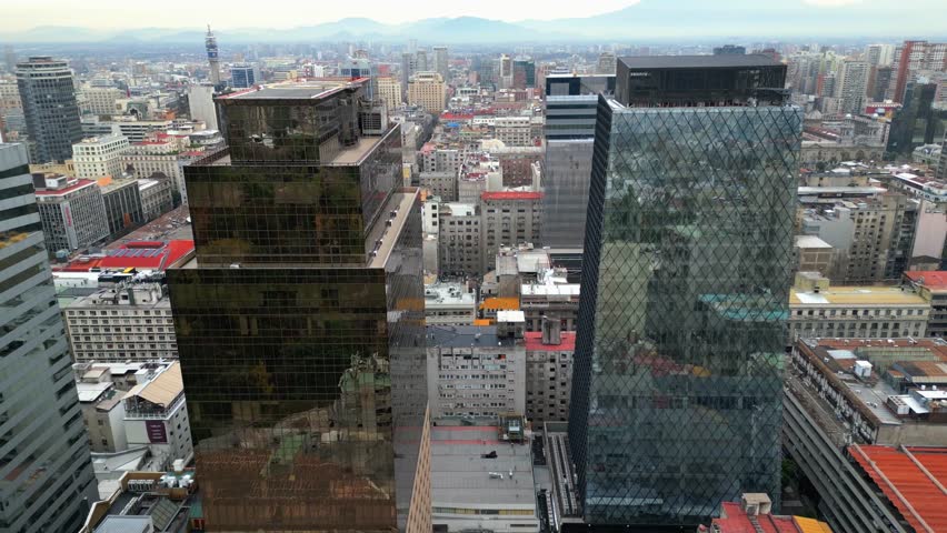 Aerial View of Modern Skyscrapers in Downtown Santiago