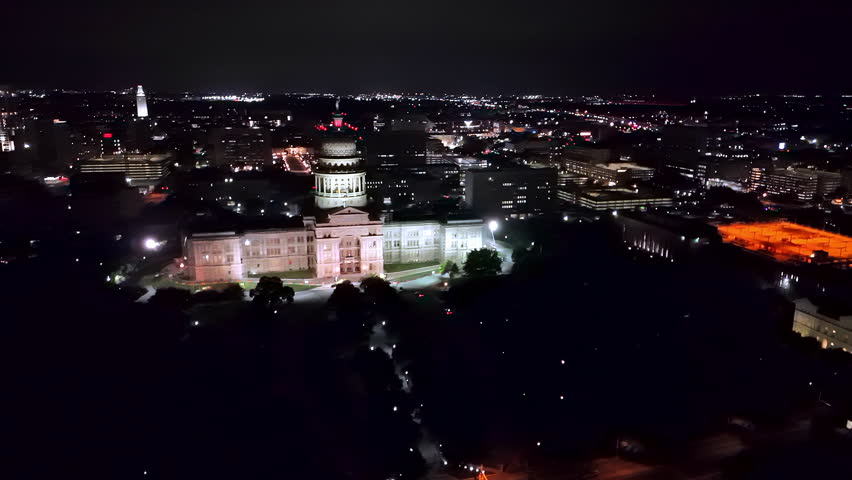 Texas Capitol at night in Austin