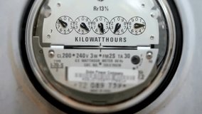 Electric meter displays kilowatt hours with clear dials and wiring. Perfect for illustrating energy monitoring and power consumption concepts in industrial environments. - Powered by Shutterstock - Get 15% off with code: PIKWIZARD15