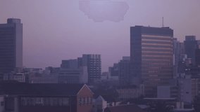 Purple cityscape starting Europe shape fading and yellow stars circling continent symbolizing unity. Urban, skyline, twilight, emblem, architecture, cosmopolitan, modern - Powered by Shutterstock - Get 15% off with code: PIKWIZARD15