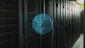 Hologram globe fading into view, icons streaming and rotating visualizing finance data flow. Technology, data, cybersecurity, visualization, digital, analysis, innovation - Powered by Shutterstock - Get 15% off with code: PIKWIZARD15