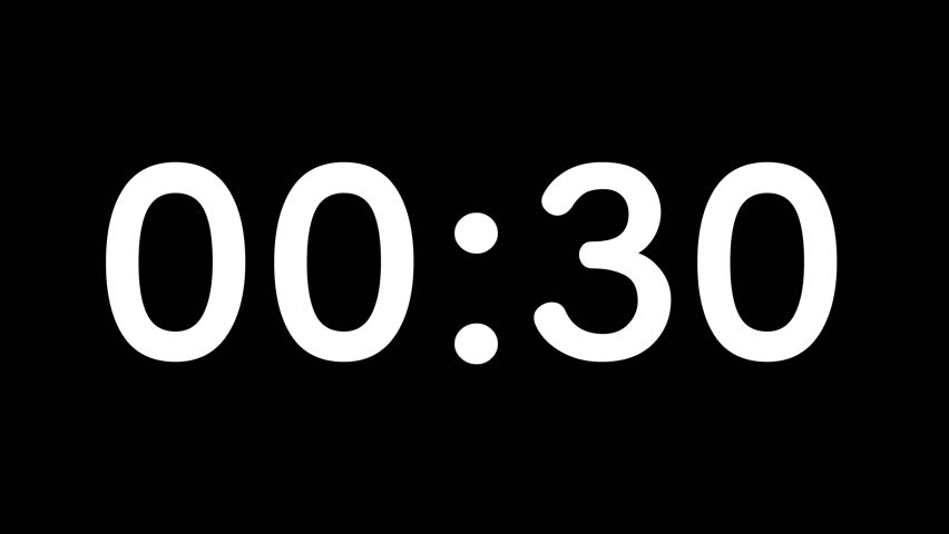 30 second countdown timer on black background