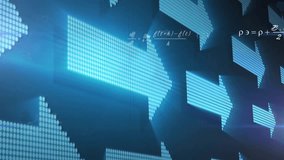 On animation start blue pixel arrow appearing pulsing as formulas fading to represent science UI. Digital, futuristic, minimalist, technical, scientific, abstract, dynamic - Powered by Shutterstock - Get 15% off with code: PIKWIZARD15