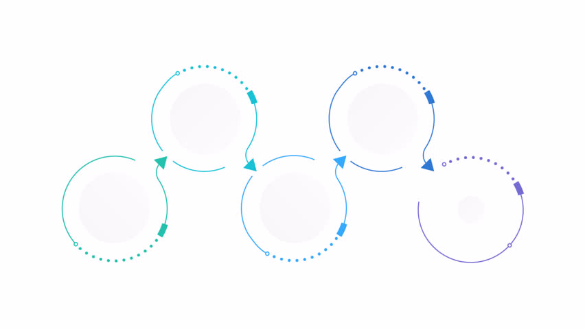 Science technology round infographic 5 steps template animation. Exploration. Sequence options HD video. Animated blank diagram visualization. Process layout empty design element. Motion graphics
