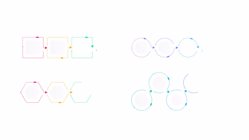 Business data analytics infographic few steps template animation set. Sequence options HD video. Animated blank diagram visualization. Process layout empty design element. Motion graphics bundle