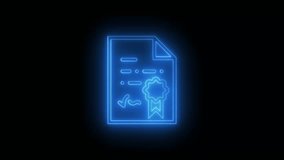 A vibrant blue neon certificate glows against a stark black backdrop, perfect for digital design and business concepts. - Powered by Shutterstock - Get 15% off with code: PIKWIZARD15