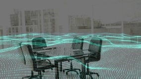 Businessman entering conference room leading team into data discussion with binary wave overlay. Corporate, teamwork, modern, technology, communication, collaboration, professional - Powered by Shutterstock - Get 15% off with code: PIKWIZARD15