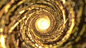 A mesmerizing view of a spiral tunnel composed of golden particles, creating a sense of depth and movement, with a bright light at the center. - Powered by Shutterstock - Get 15% off with code: PIKWIZARD15