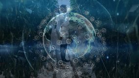 Woman scientist tapping data icon in greenhouse, rotating holographic globe analyzing farm data. Technology, innovation, digital, sustainability, research, biology, environment - Powered by Shutterstock - Get 15% off with code: PIKWIZARD15