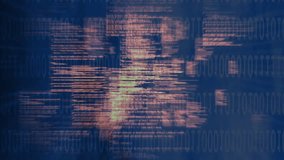 After opening binary background, amber code scrolling, glitching into faces, dispersing, distorting. Technology, cyberspace, digital, futuristic, abstract, innovation, cyberpunk - Powered by Shutterstock - Get 15% off with code: PIKWIZARD15