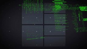 Green code cascading over grid initiating circular scans rotating while panels showing data charts. Futuristic, cybernetic, technology, interface, data visualization, digital, analytical - Powered by Shutterstock - Get 15% off with code: PIKWIZARD15