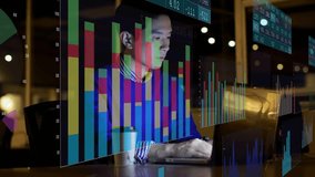 Male analyst powering laptop and analyzing financial charts shifting while typing by coffee cup. Professional, data, analytics, digital, modern, focused, corporate - Powered by Shutterstock - Get 15% off with code: PIKWIZARD15