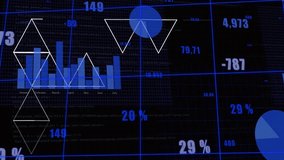 Grid appearing triggers data display updating charts, triangles and metrics for digital dashboard. Technology, analytics, visualization, futurism, digital, enterprise, innovation - Powered by Shutterstock - Get 15% off with code: PIKWIZARD15