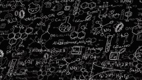 black canvas starting white lines tracing chemical formulas and blue symbols glowing for emphasis. Molecular, scientific, digital, laboratory, educational, schematic, data visualization - Powered by Shutterstock - Get 15% off with code: PIKWIZARD15