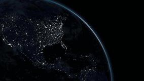 Golden ribbon emerging lower-left, rippling over Earth, enveloping North America and revealing dawn. Planet, illumination, energy, innovation, futuristic, dynamic, abstract - Powered by Shutterstock - Get 15% off with code: PIKWIZARD15