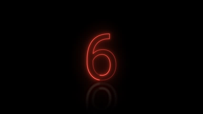 Neon Countdown digital animation for logo title graph HUD glowing loop technological 0 to 9