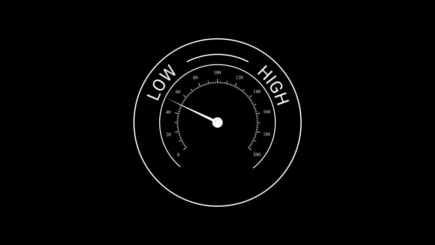 LOW HIGH words Speedometer HUD for title logo PNG alpha template Technology interface