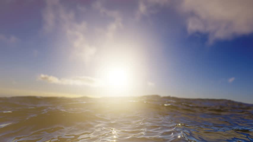 This video captures a serene moment where the calmness of the open sky meets the gentle motion of rippling water. 