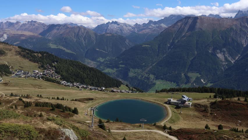 Mountain lakes in Swiss alps establisher, Blausee and Bettmersee in Aletsch arena