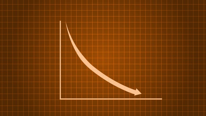 Downward Sloping Line Graph on Grid Background Animation