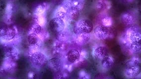 Purple Cellular Microbial Spheres Surreal Microscopic Background. Vibrant purple cellular pattern resembling microscopic spheres, ideal for science, biology, education, and medical topics. - Powered by Shutterstock - Get 15% off with code: PIKWIZARD15