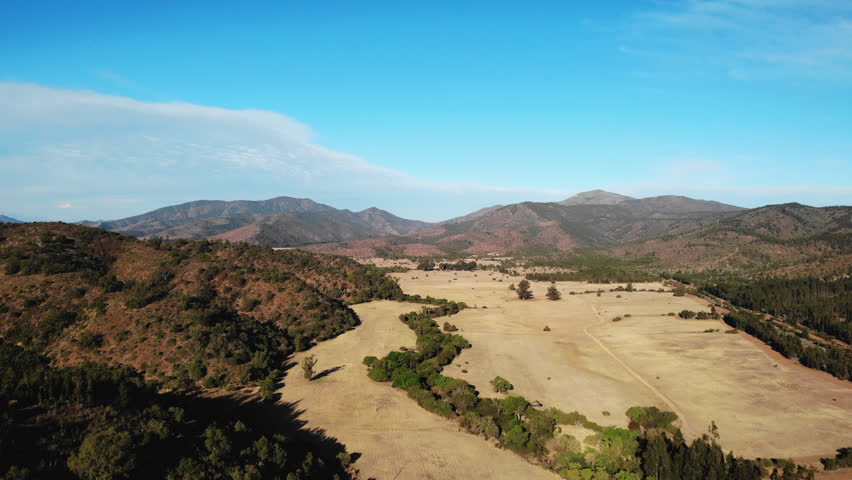 Aerial view of rural valley landscape