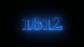 1812 neon line text. Abstract 1812 neon text animation ,For neon color Glowing neon number text background 4k video animation . 1812 title metal text on black alpha channel background. - Powered by Shutterstock - Get 15% off with code: PIKWIZARD15