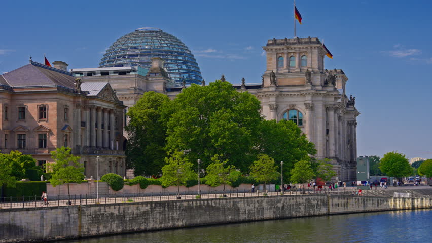 A view from the embankment of Berlin at summer, overlooking famous architectural landmarks. Berlin,Germany