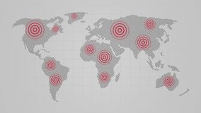 Digital world map with red dots and glowing circles indicating areas of concentration or activity. World map of virus, virus infection with spread area
 - Powered by Shutterstock - Get 15% off with code: PIKWIZARD15