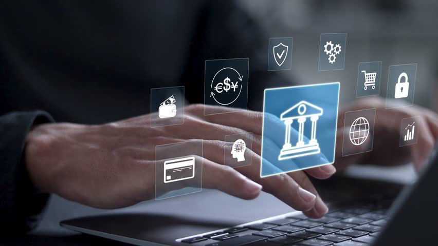 Digital banking technology concept. digital financial banking service, fintech AI, business finance, online payments, shopping and  global business. - Powered by Shutterstock - Get 15% off with code: PIKWIZARD15