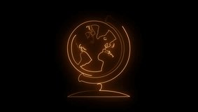 Neon orange outline of a globe on a black background - Powered by Shutterstock - Get 15% off with code: PIKWIZARD15