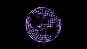 Purple wireframe globe with North America visible on black - Powered by Shutterstock - Get 15% off with code: PIKWIZARD15