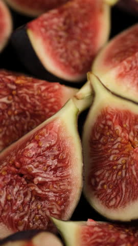 Heap of Sliced figs fruit, rotation