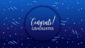 Animated “Congrats Graduates” lettering for celebration invitation, festive graduation design with confetti and party elements, perfect for graduation announcements, invitations, and congratulatory  - Powered by Shutterstock - Get 15% off with code: PIKWIZARD15