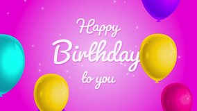 Happy Birthday seamless loop animation with colorful flying balloons, pink background, festive shapes, sparkling particles, cheerful celebration design, perfect for screensavers, parties, and greeting - Powered by Shutterstock - Get 15% off with code: PIKWIZARD15