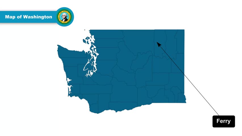 Ferry 1 Map Video, Washington map, Political Map of Washington, Washington United States, with all states, national flag and borders, travel, education, geography, and global studies.