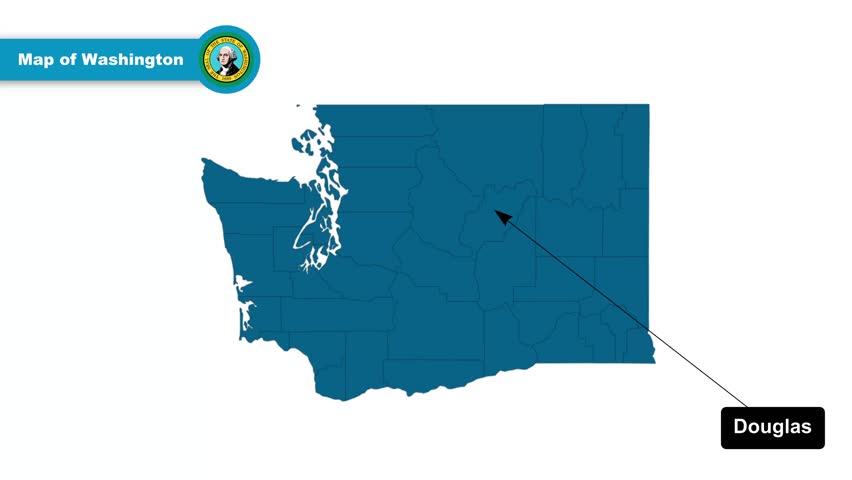 Douglas 1 Map Video, Washington map, Political Map of Washington, Washington United States, with all states, national flag and borders, travel, education, geography, and global studies.