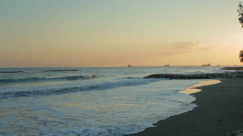 Larnaca beach during sunset Cyprus