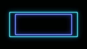 Neon frames with blue cyan glow on black backdrop for modern and vibrant advertising, promotions, and nightlife concepts photography or design. 4k video - Powered by Shutterstock - Get 15% off with code: PIKWIZARD15