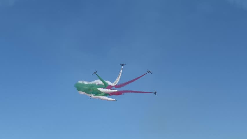 Fighter jets air show Frecce Tricolori Piacenza Italy