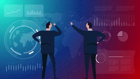 business professionals interacting with a digital dashboard animated video footage highlights themes of business collaboration data analysis and strategic decision making within a professional global - Powered by Shutterstock - Get 15% off with code: PIKWIZARD15