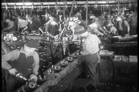 1930s - American car and automobile factory workings at the General Motors plant in 1933.