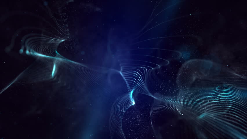 Blue And Silver Waves Line And Pearls  4K Loop Background
