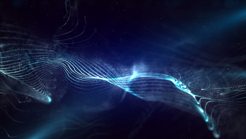Blue And Silver Waves Line And Pearls  4K Loop Background
